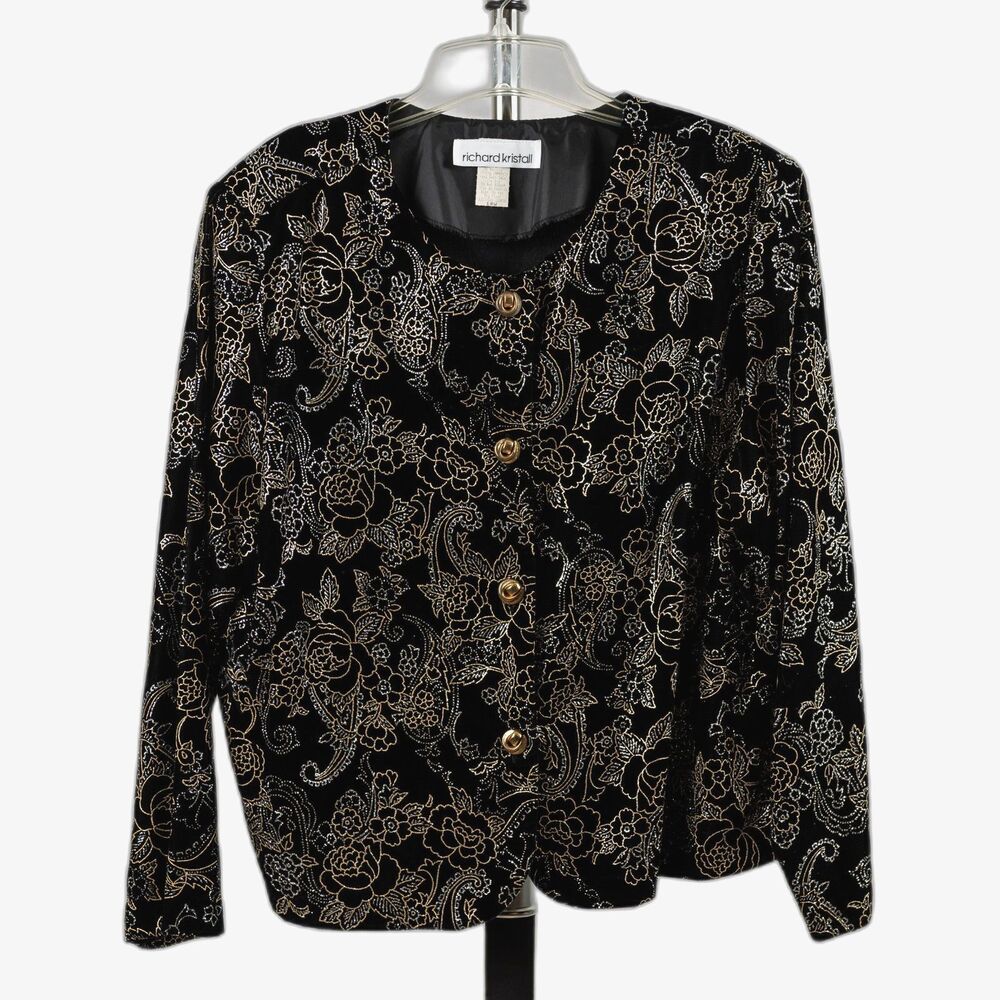 Vintage 80s/90s Richard Kristall Velvet Metallic Glitter Blazer size 18W